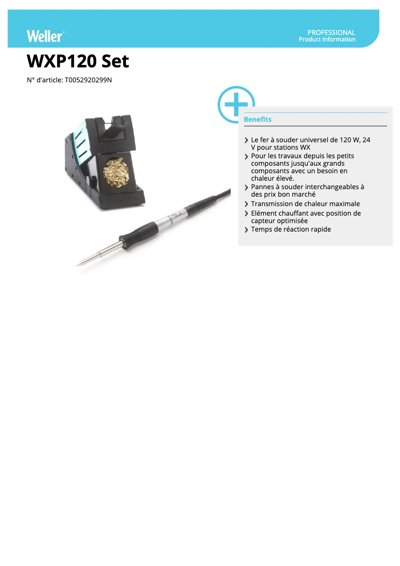 Page 1 of the manual Technical Sheet Weller WXP 120