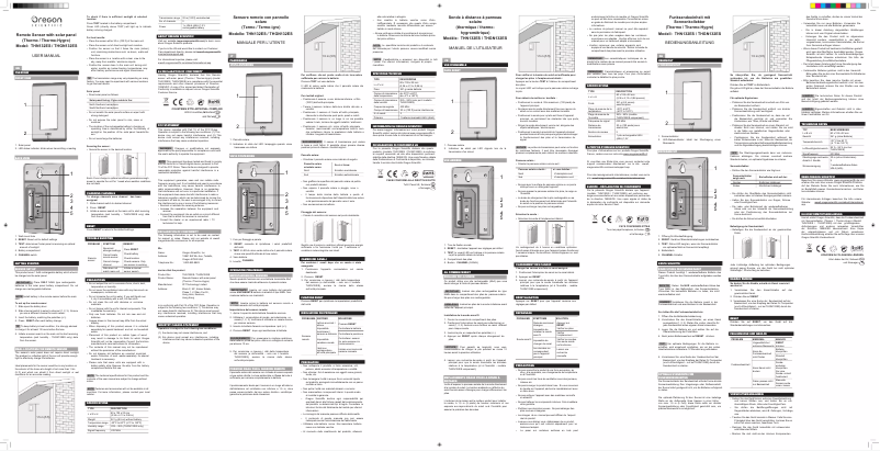 Page 1 of the manual User Manual Oregon Scientific THN 132ES
