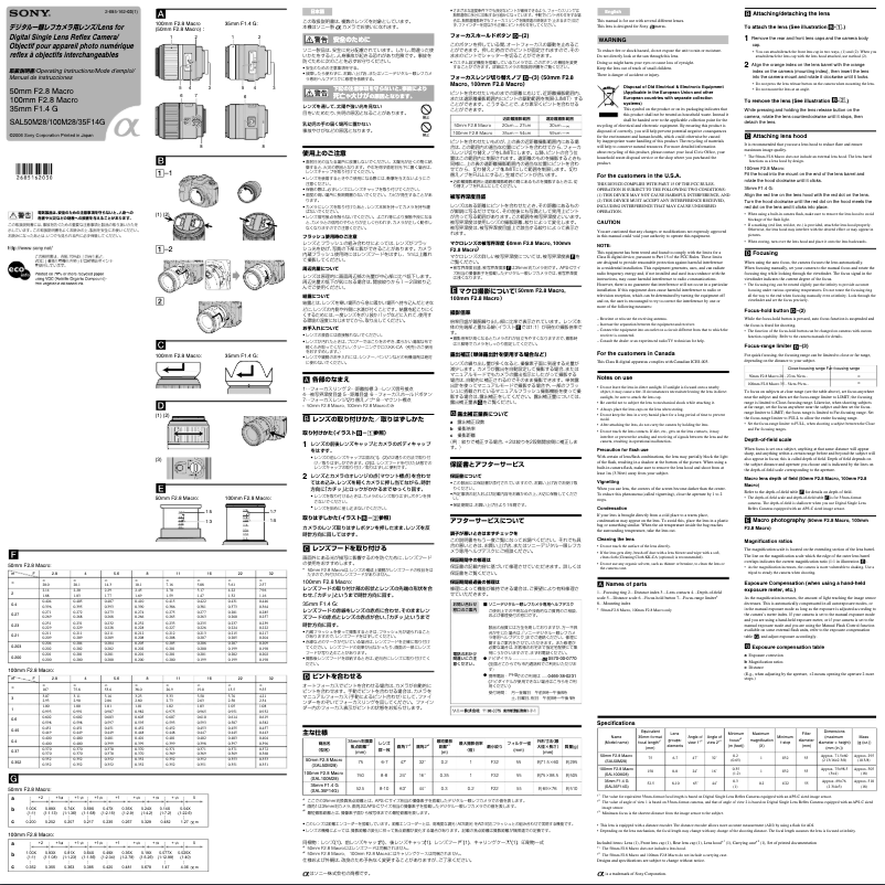 First page image of the manual for SAL50M28
