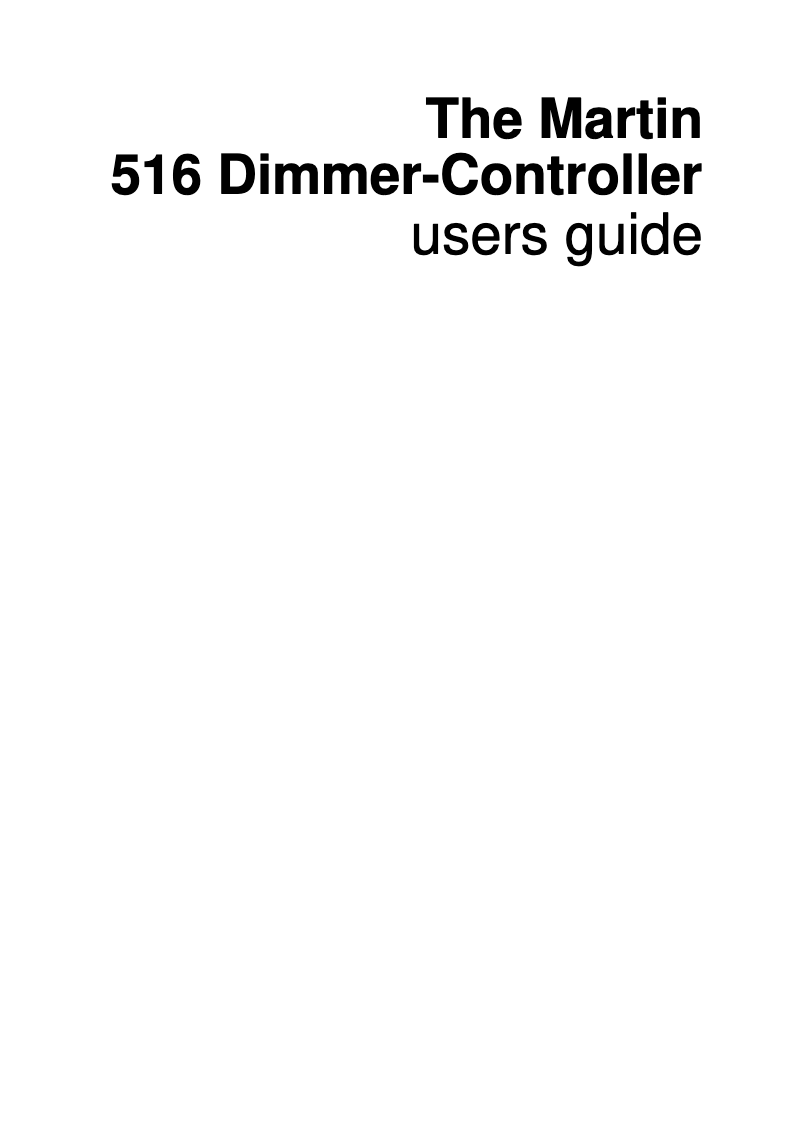 Page 1 of the manual User Manual Martin 516 Dimmer-Controller
