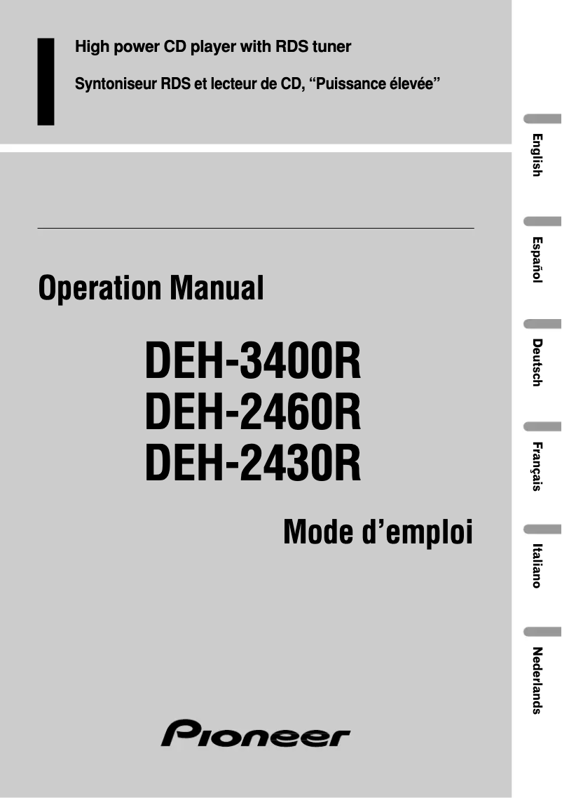 First page image of the manual for DEH-3400R