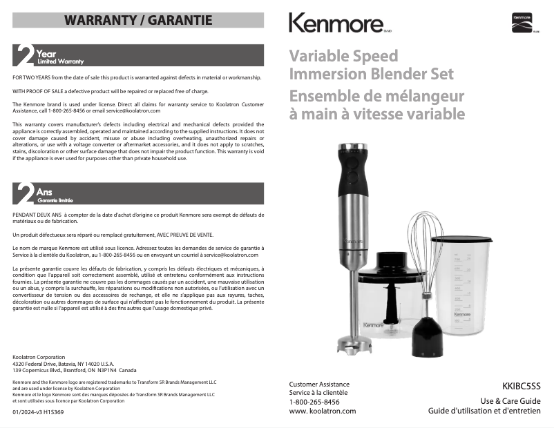 Page 1 of the manual User Manual Kenmore KKIBC5SS