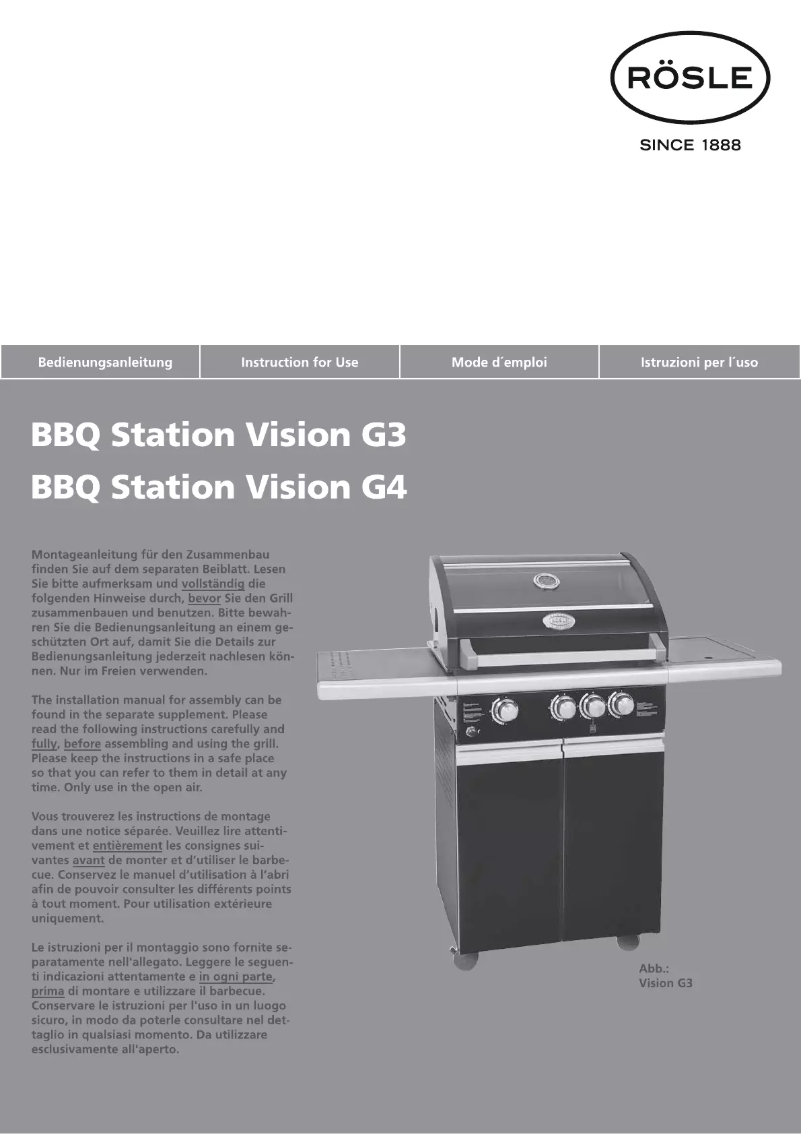 Image de la première page du manuel de l'appareil BBQ Station Vision G3