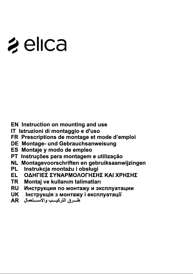 Page 1 of the manual User Manual Elica PRF0104117