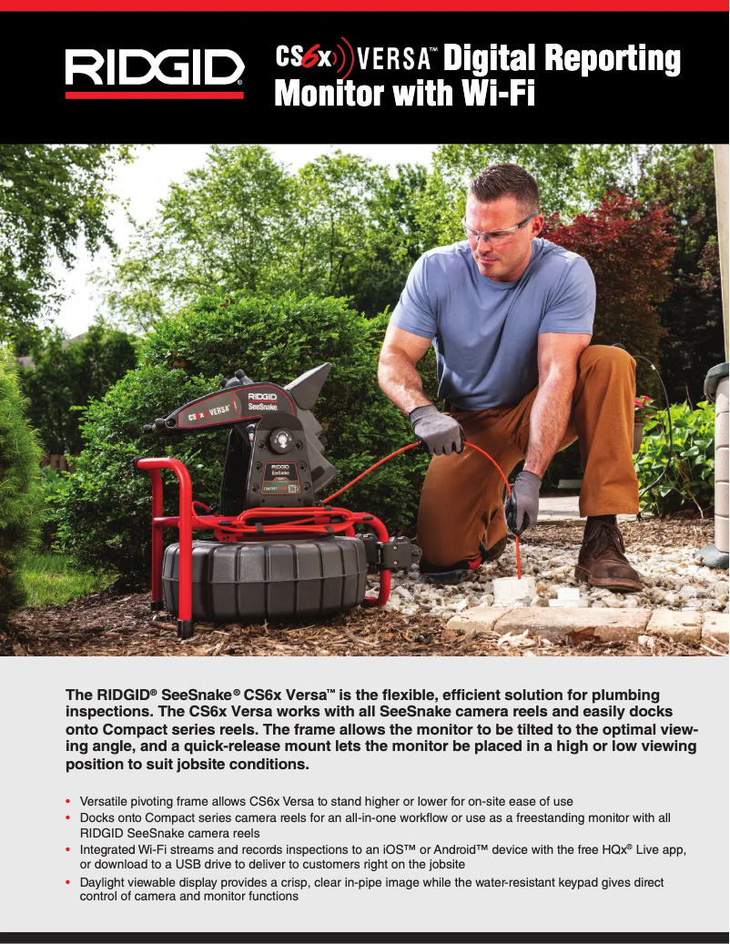 Page 1 de la notice Catalogue Ridgid SeeSnake CS6x VERSA