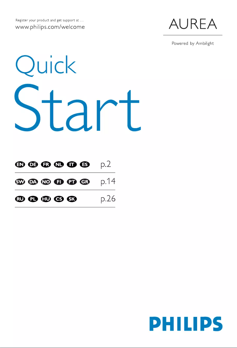 First page image of the manual for 42PFL9900