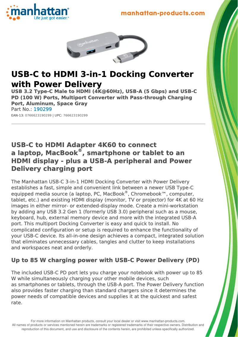 First page image of the manual for 190299