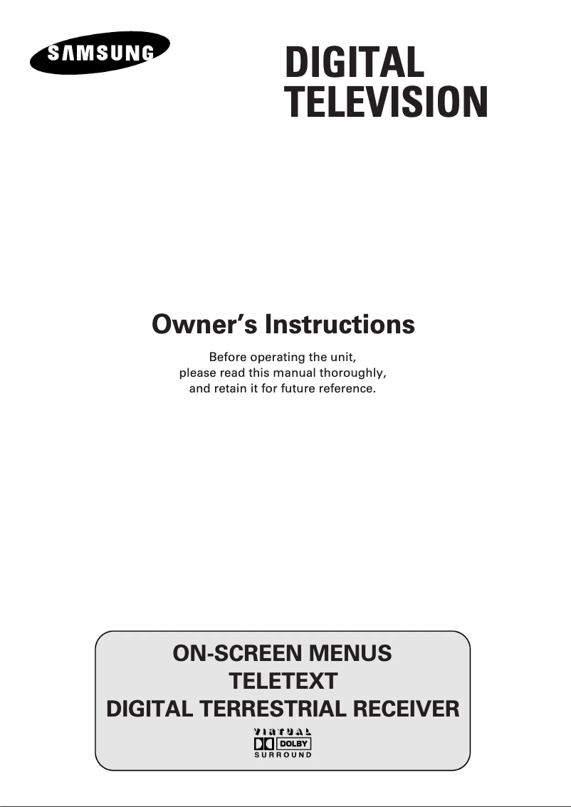 Page 1 of the manual User Manual Samsung WS-28A116D