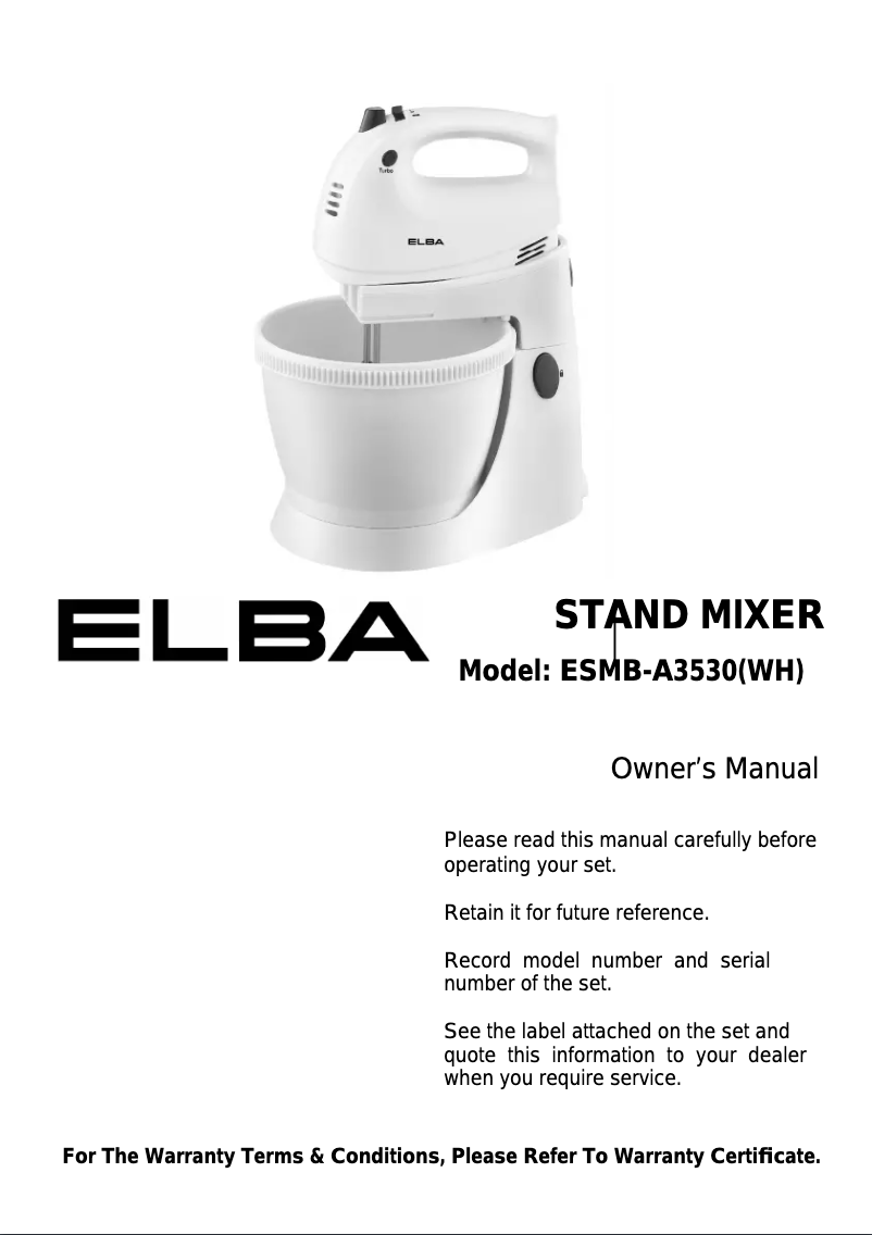 Page 1 of the manual User Manual Elba ESMB-A3530