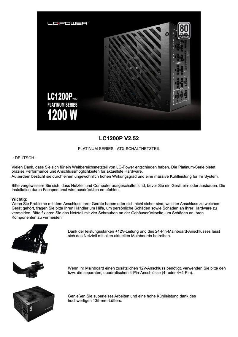 First page image of the manual for LC1200P V2.52