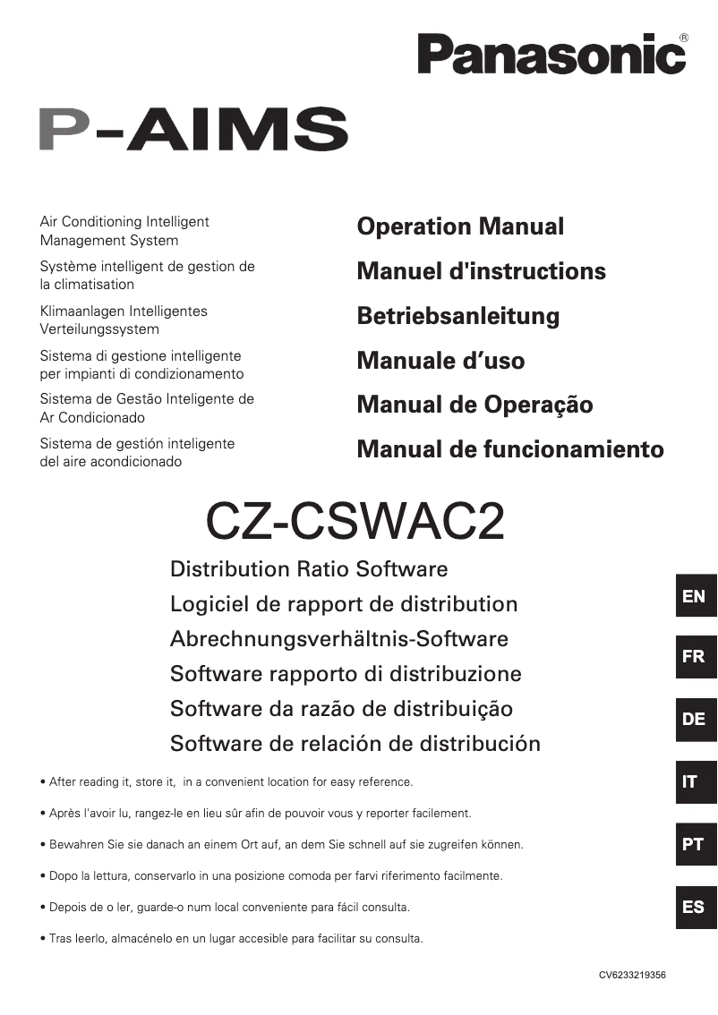 Page 1 of the manual User Manual Panasonic CZ-CSWAC2
