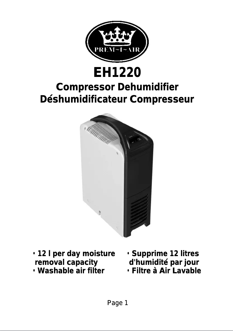 First page image of the manual for EH1220