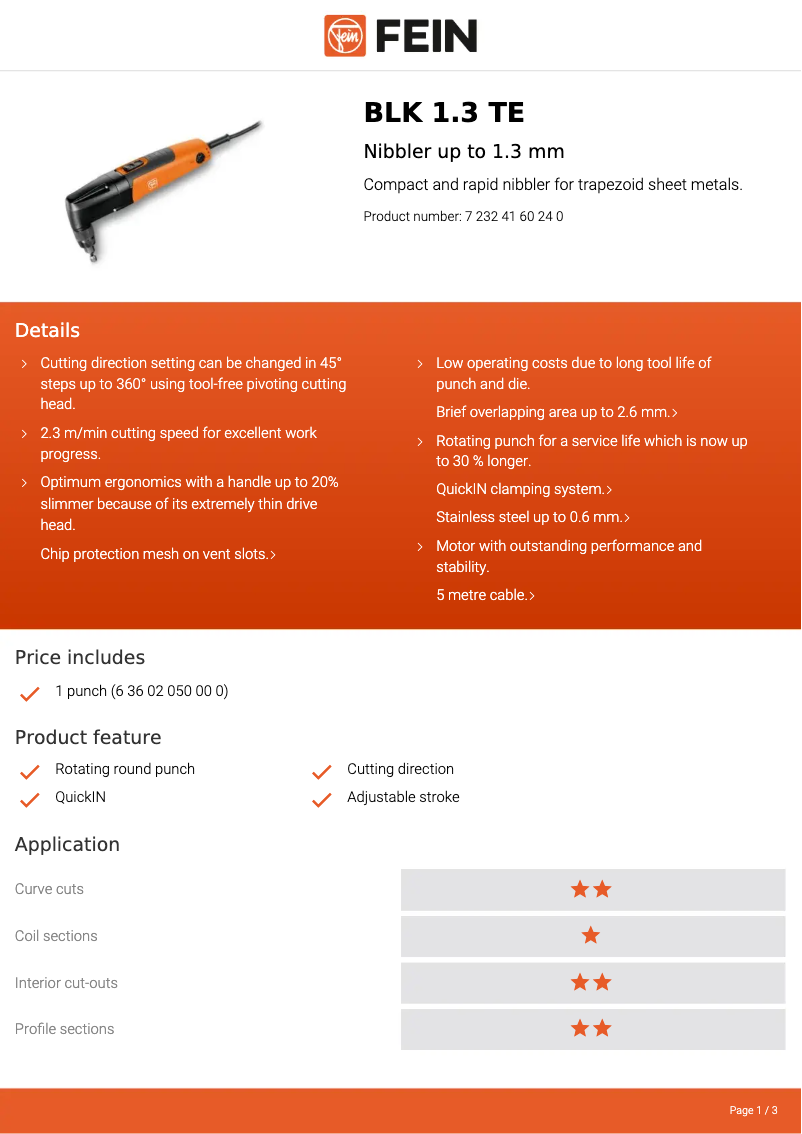 First page image of the manual for BLK 1.3 TE