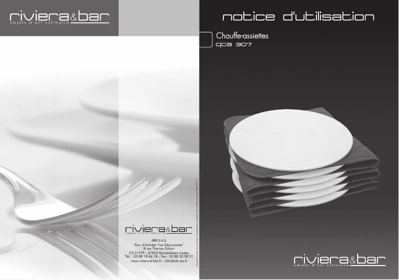 Page 1 of the manual User Manual Riviera & Bar QCA307