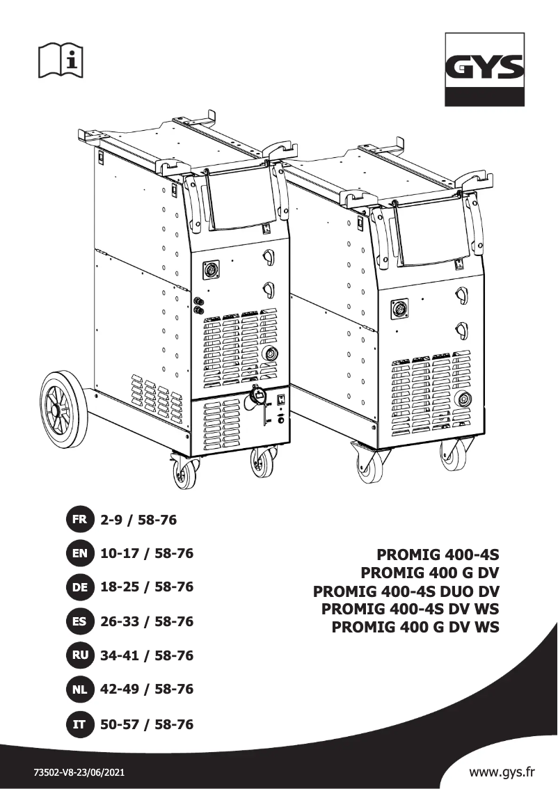 First page image of the manual for Promig 400 WS