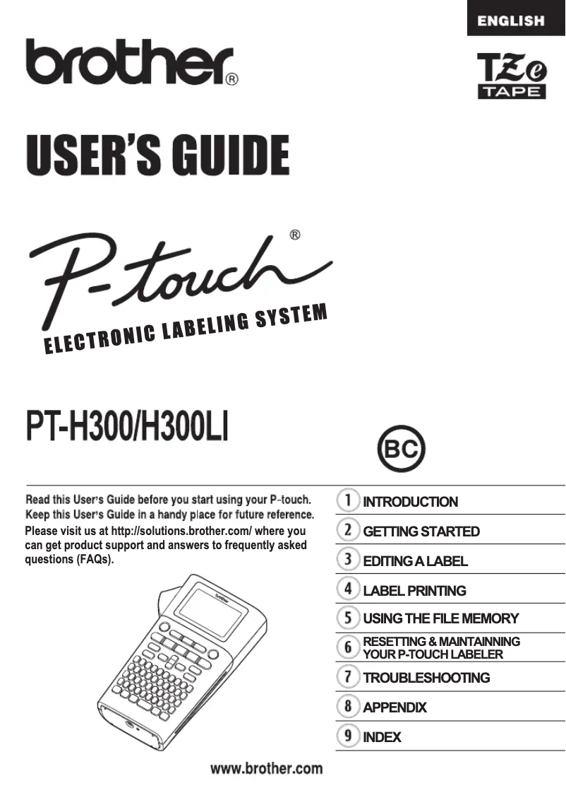First page image of the manual for P-Touch PT-H300