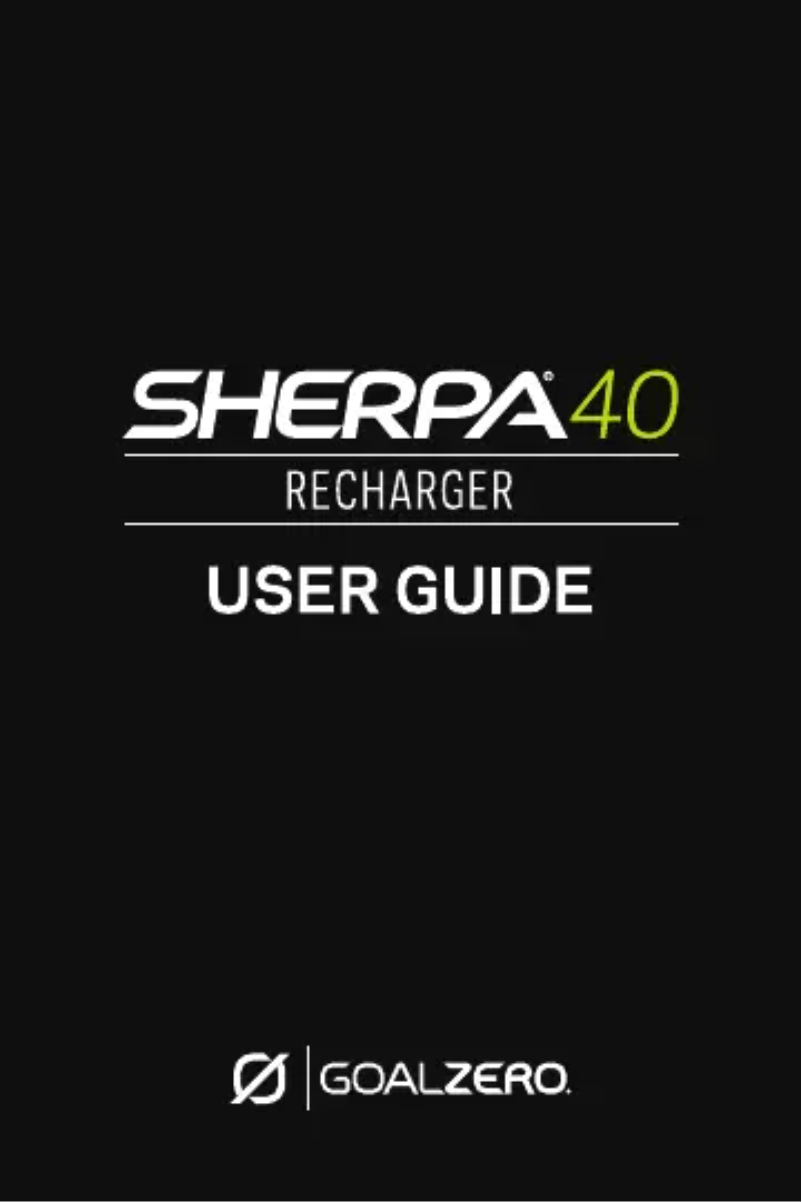 First page image of the manual for Sherpa 40
