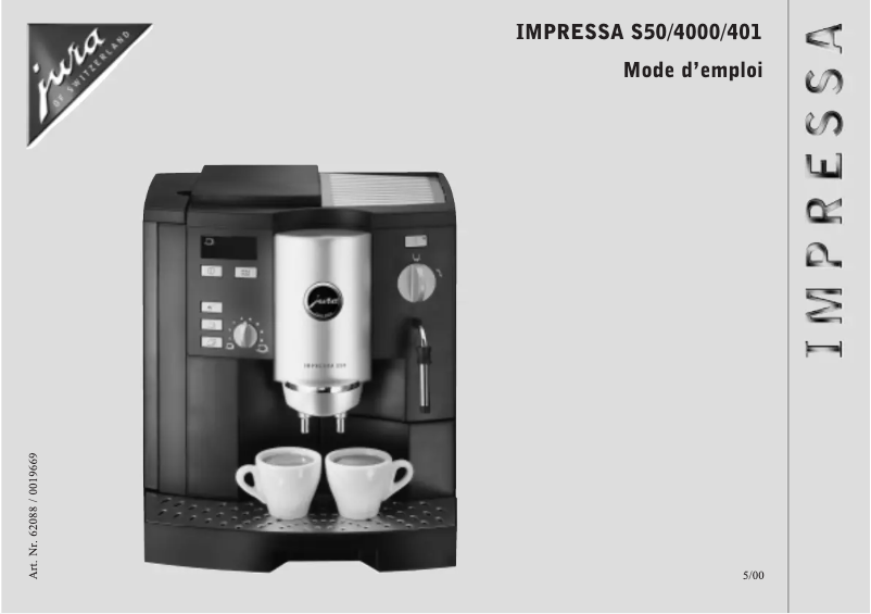 Page 1 of the manual User Manual Jura IMPRESSA S50