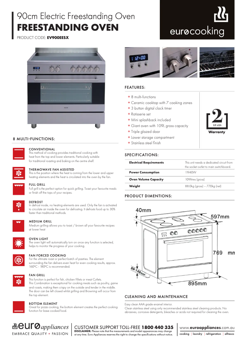 First page image of the manual for EV900EESX