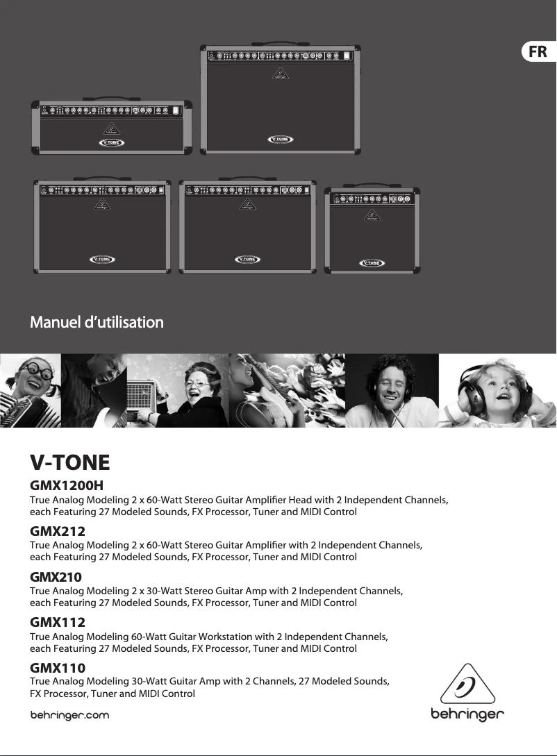Page 1 de la notice Manuel utilisateur Behringer V-Tone GMX212