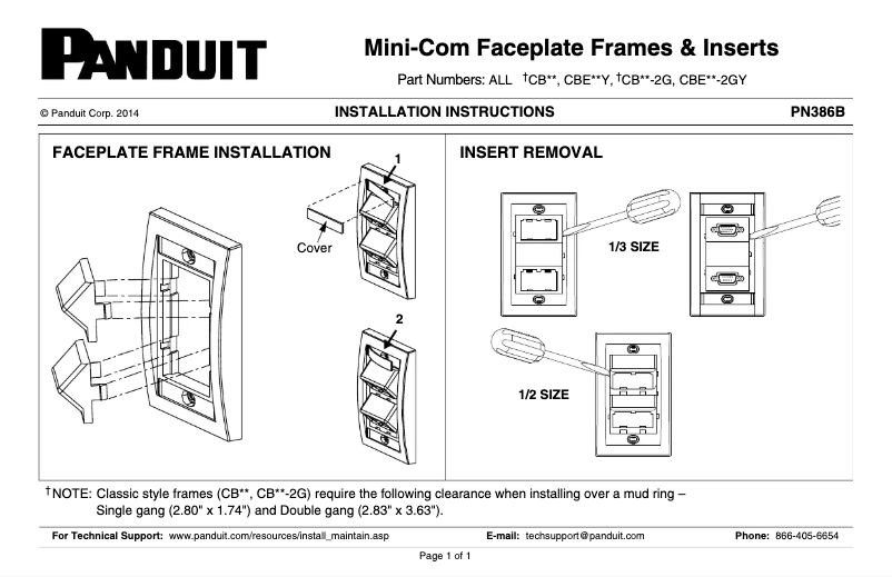 Page 1 of the manual User Manual Panduit CBEIWY