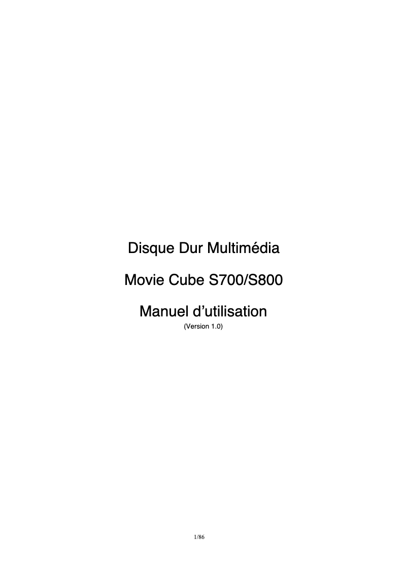 Page 1 de la notice Manuel utilisateur Emtec Movie Cube S800