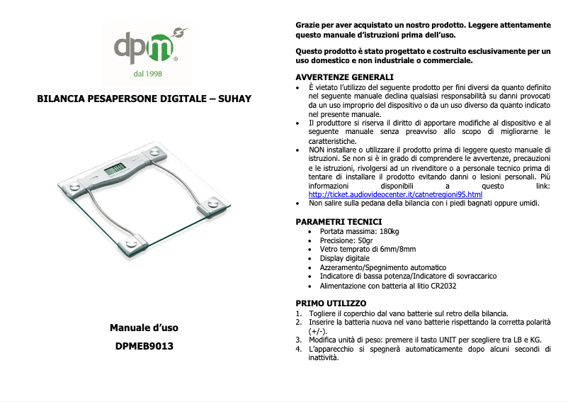 Page 1 of the manual User Manual DPM Suhay