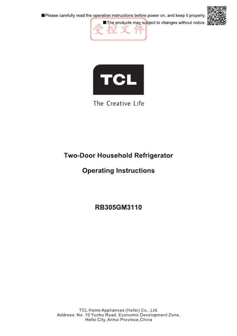 Page 1 of the manual User Manual TCL RB305GM3110