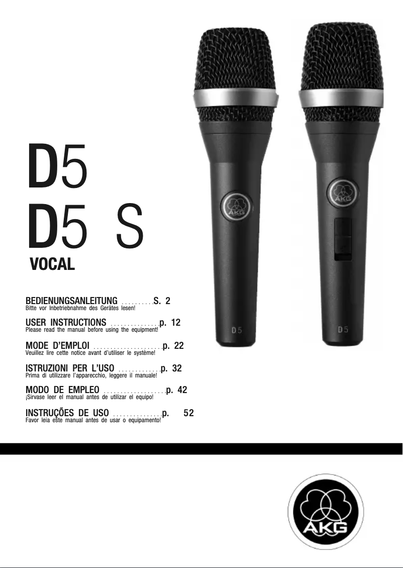 Page 1 of the manual User Manual AKG D5