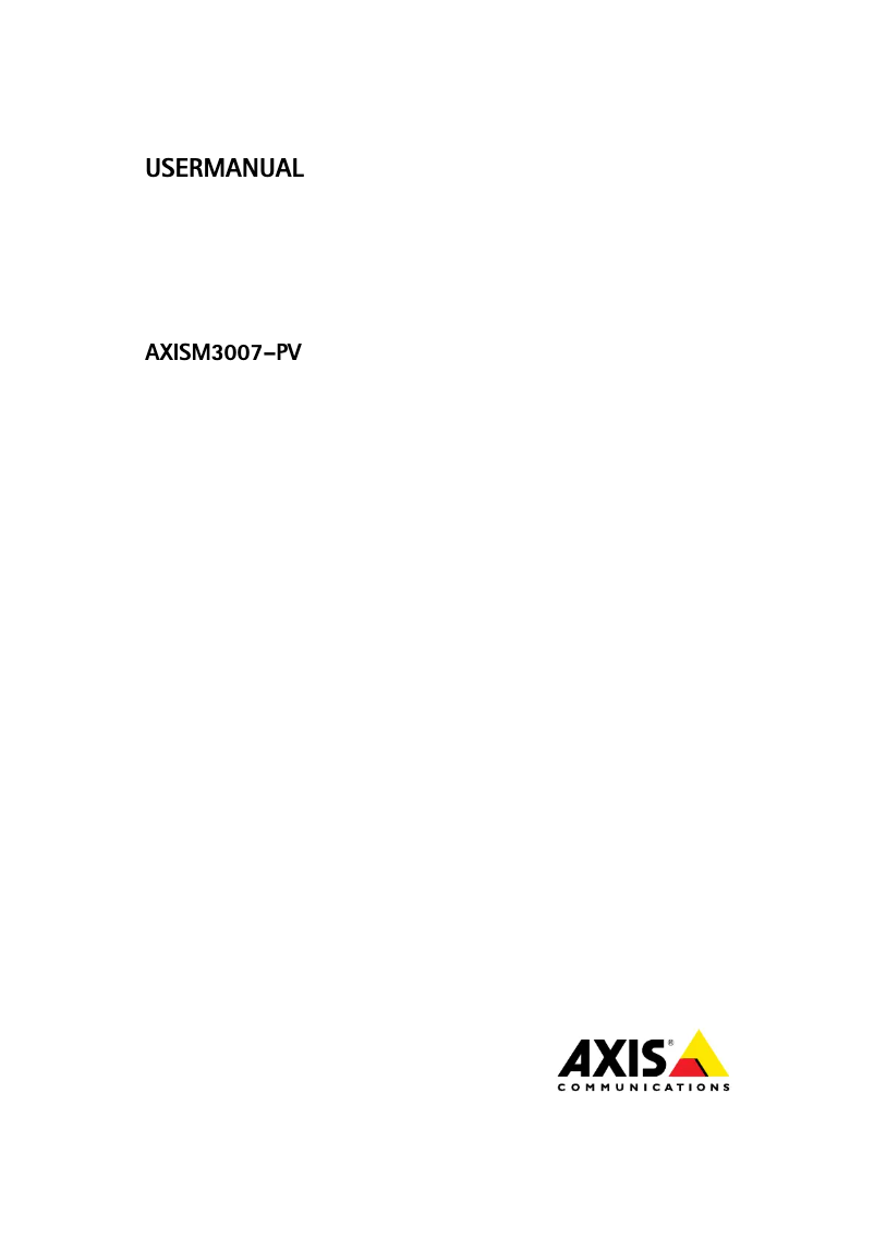 Page 1 of the manual User Manual Axis M3007-PV