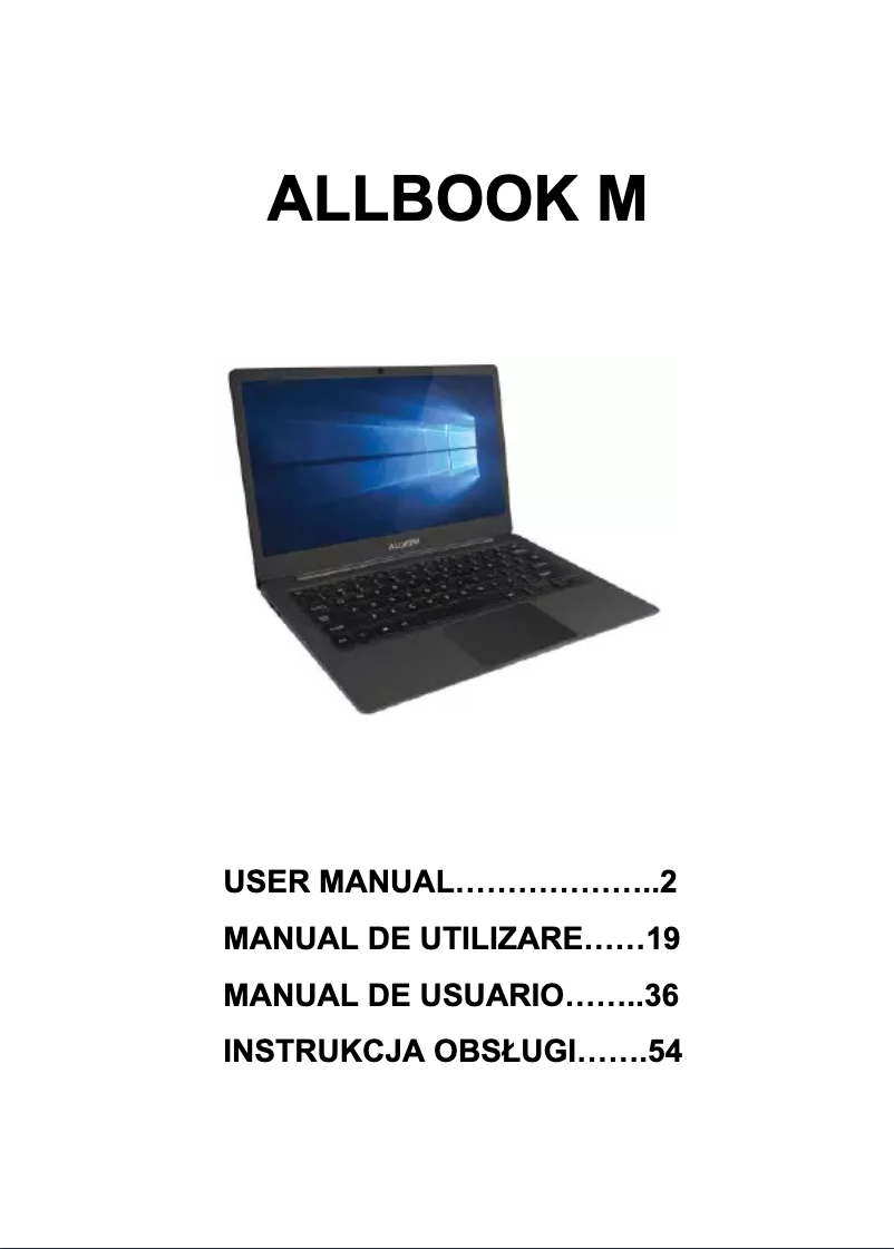 First page image of the manual for Allbook M