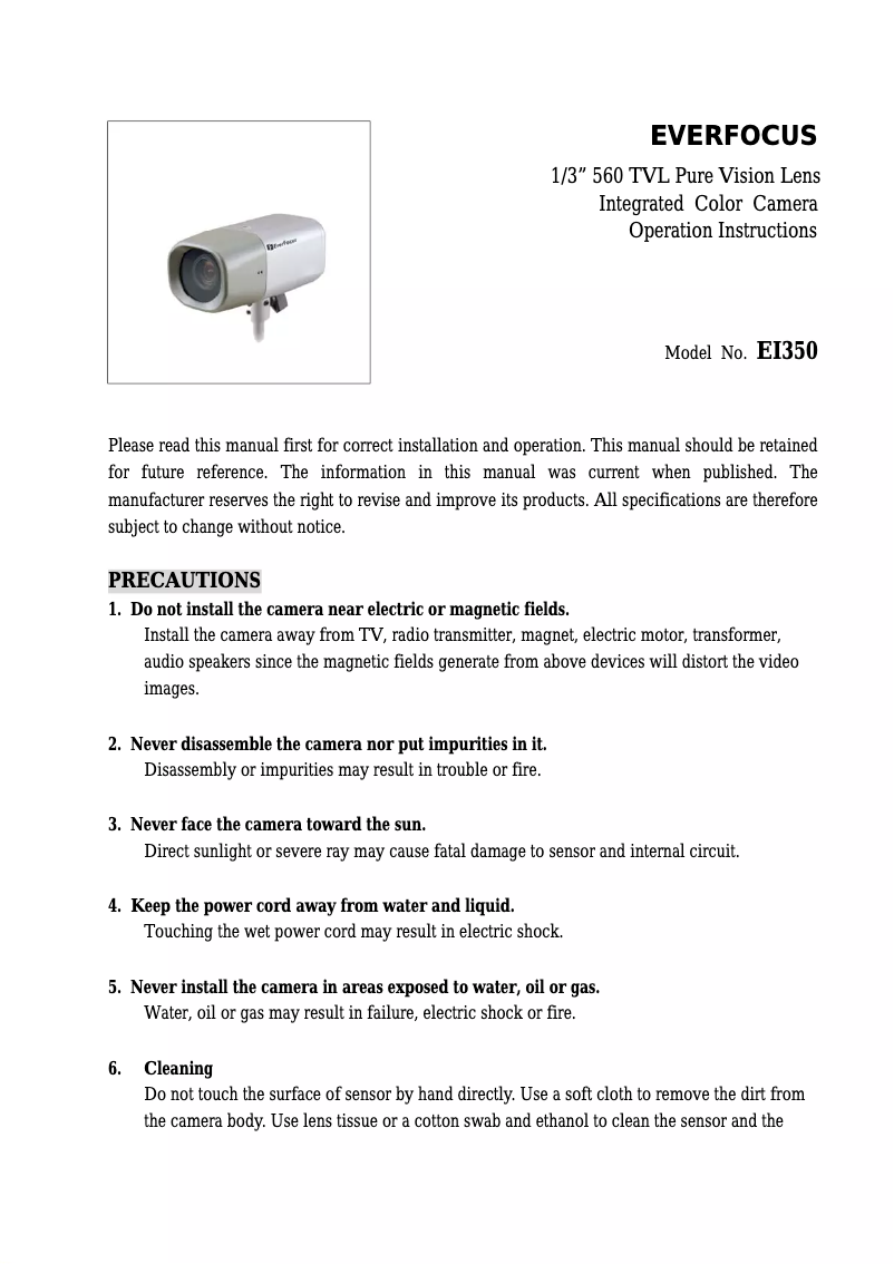 Page 1 of the manual User Manual EverFocus EI350