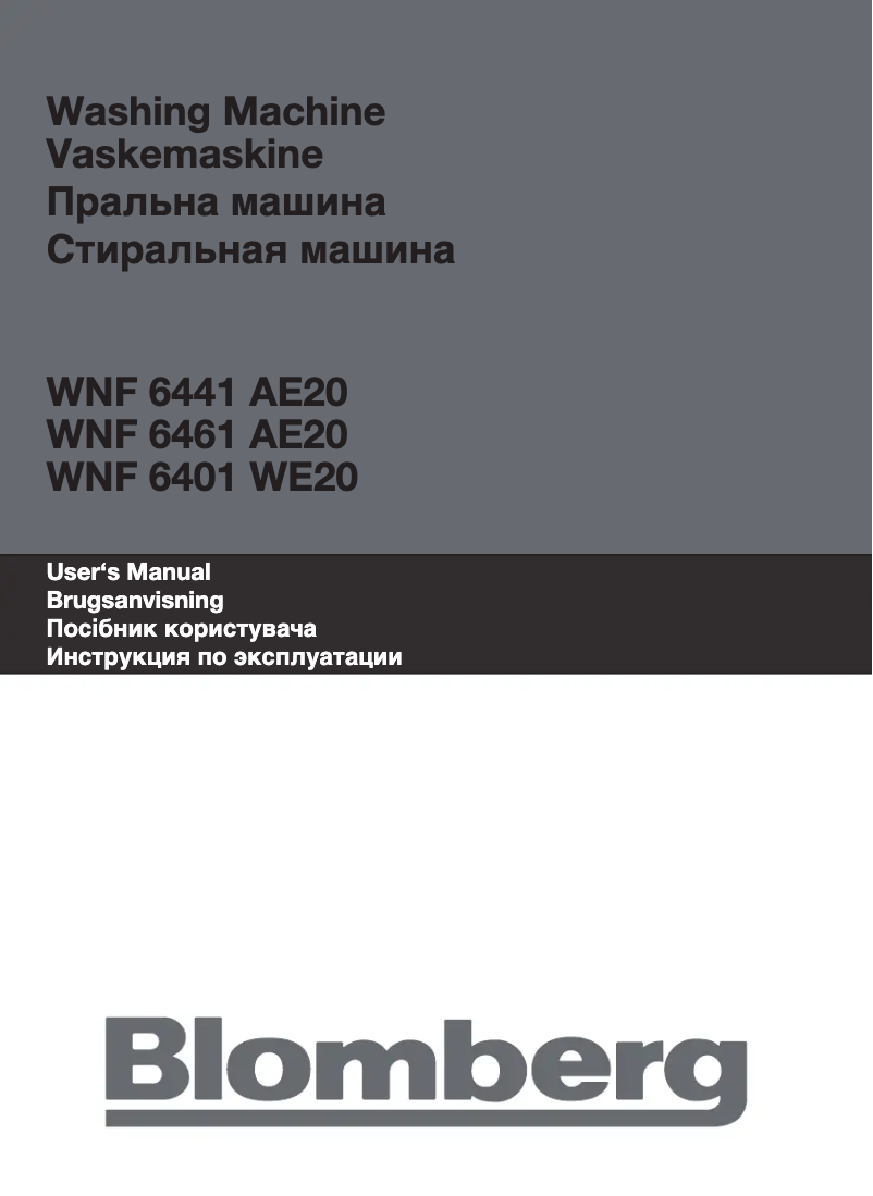 First page image of the manual for WNF 6401 WE20