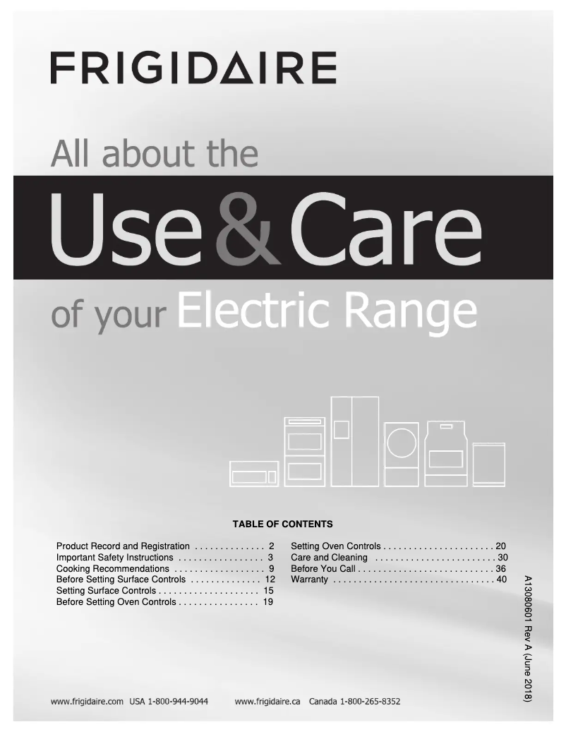 Page 1 of the manual Use and Maintenance Manual Frigidaire FFEH3054UW