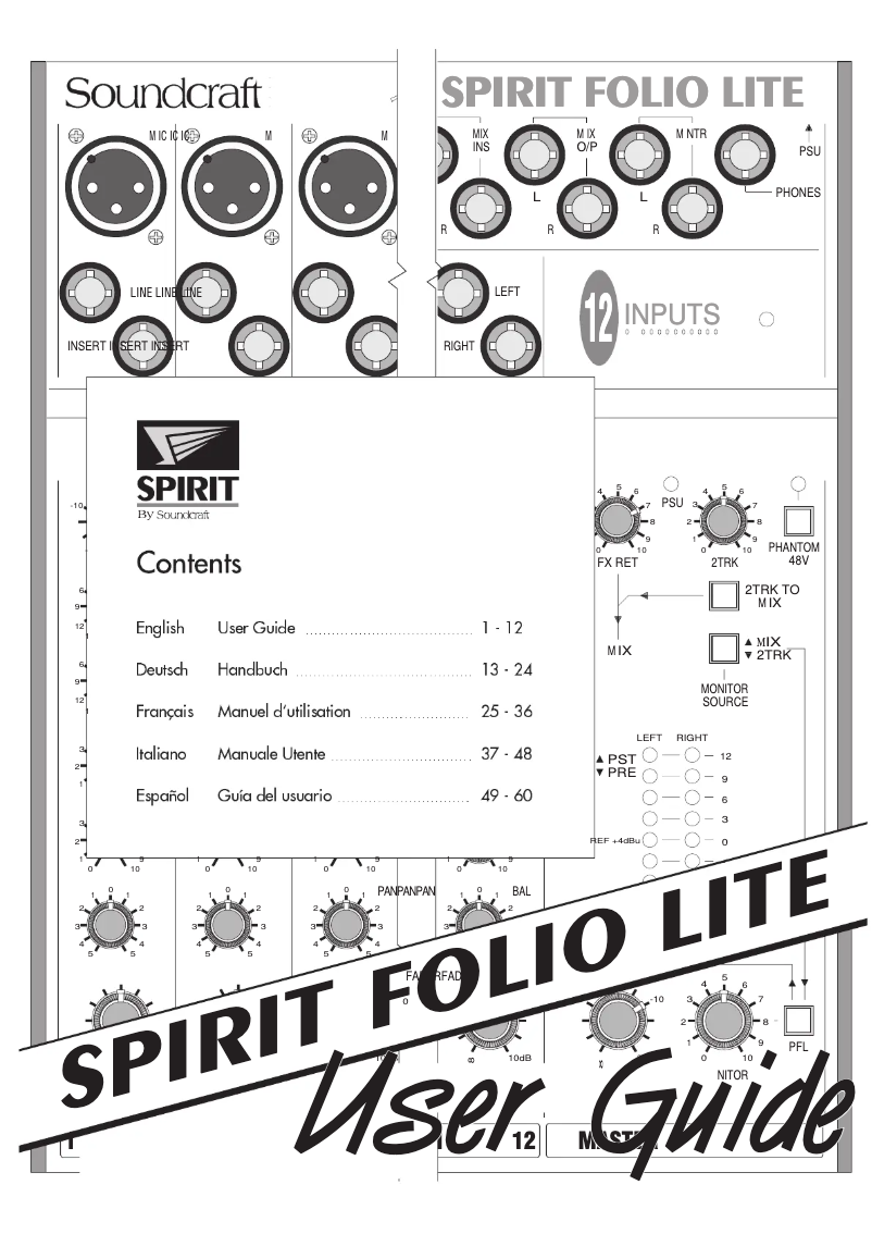 First page image of the manual for Spirit Folio Lite