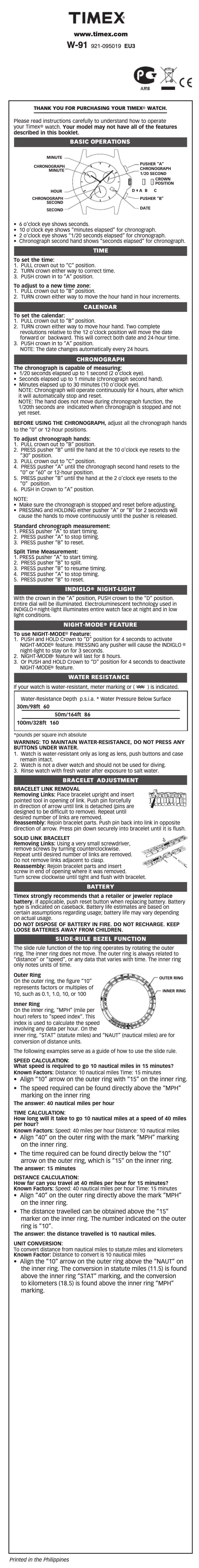 First page image of the manual for Expedition Field Chrono
