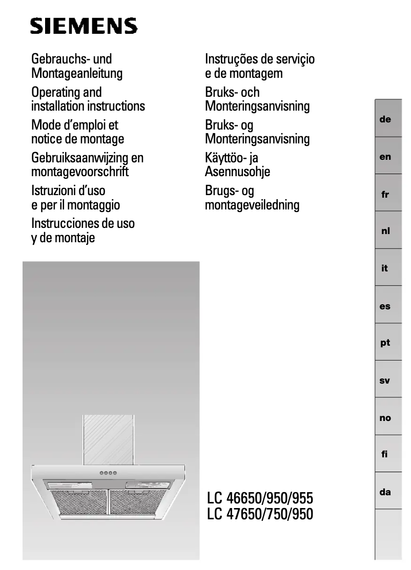 Page 1 of the manual User Manual Siemens LC47750