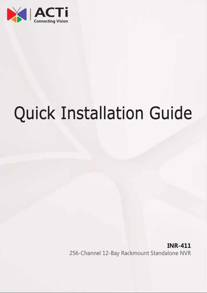 Page 1 of the manual User Manual ACTi INR-411