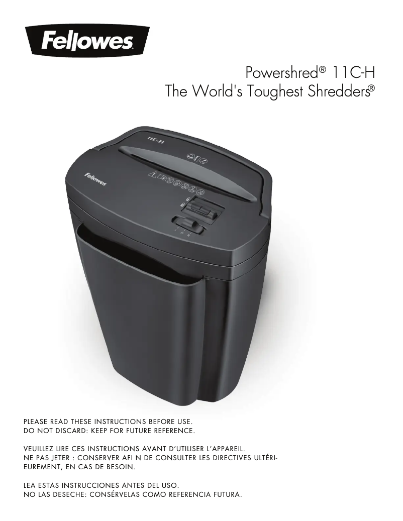 Page 1 of the manual User Manual Fellowes Powershred 11C-H