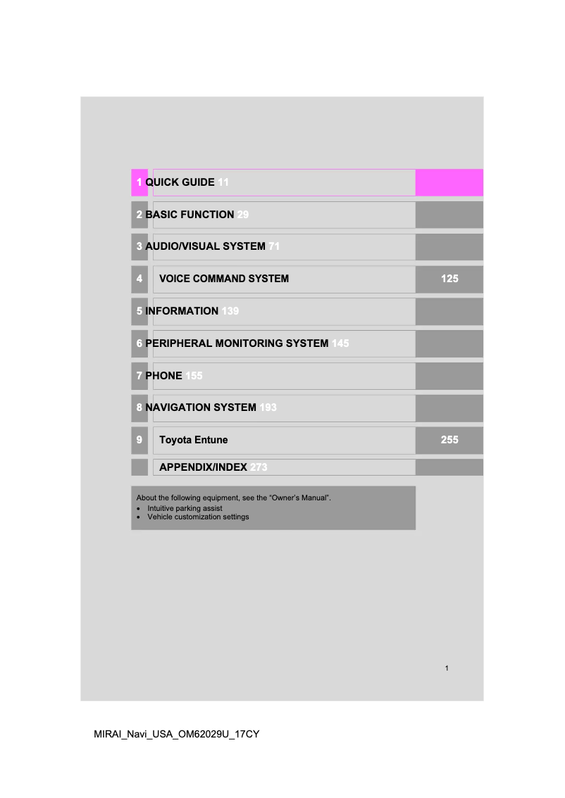 First page image of the manual for Mirai (2018)