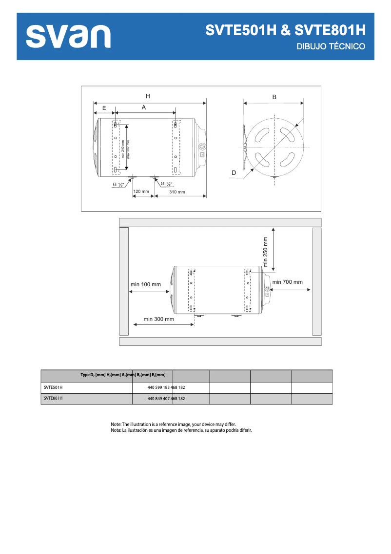 First page image of the manual for SVTE501H