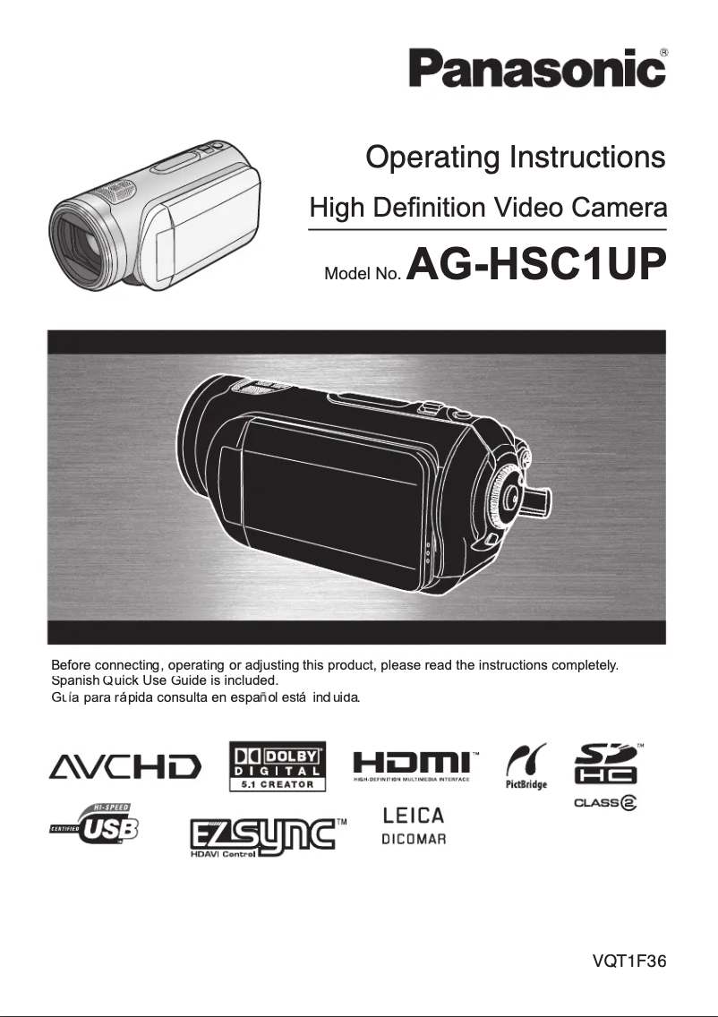 First page image of the manual for AG-HSC1U