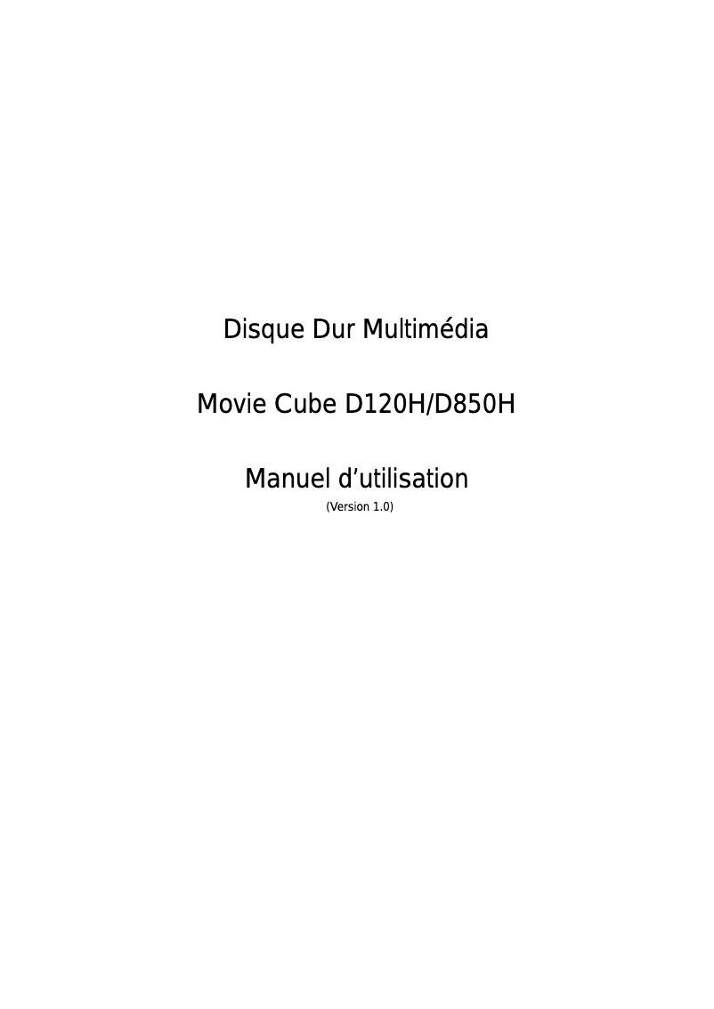 Page 1 de la notice Manuel utilisateur Emtec Movie Cube D850H