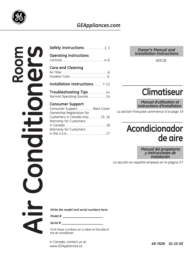 First page image of the manual for AEE18DP