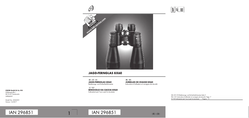 Page 1 of the manual User Manual Auriol 8X60 HG03551