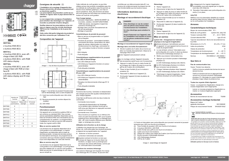 Page 1 of the manual User Manual Hager WHT42209B