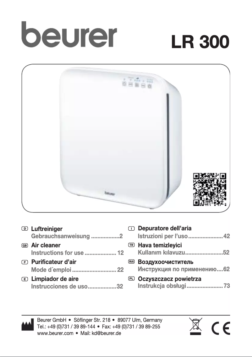 Page 1 of the manual User Manual Beurer LR 300