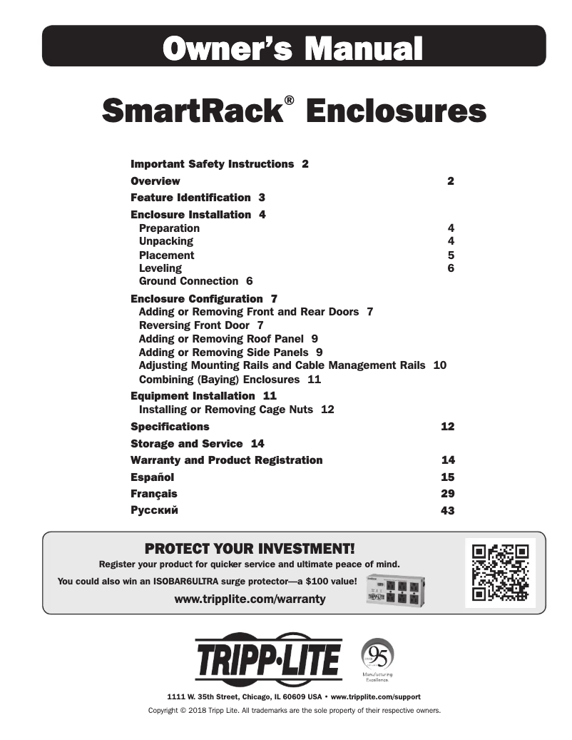 First page image of the manual for SmartRack SR45UBDPWD