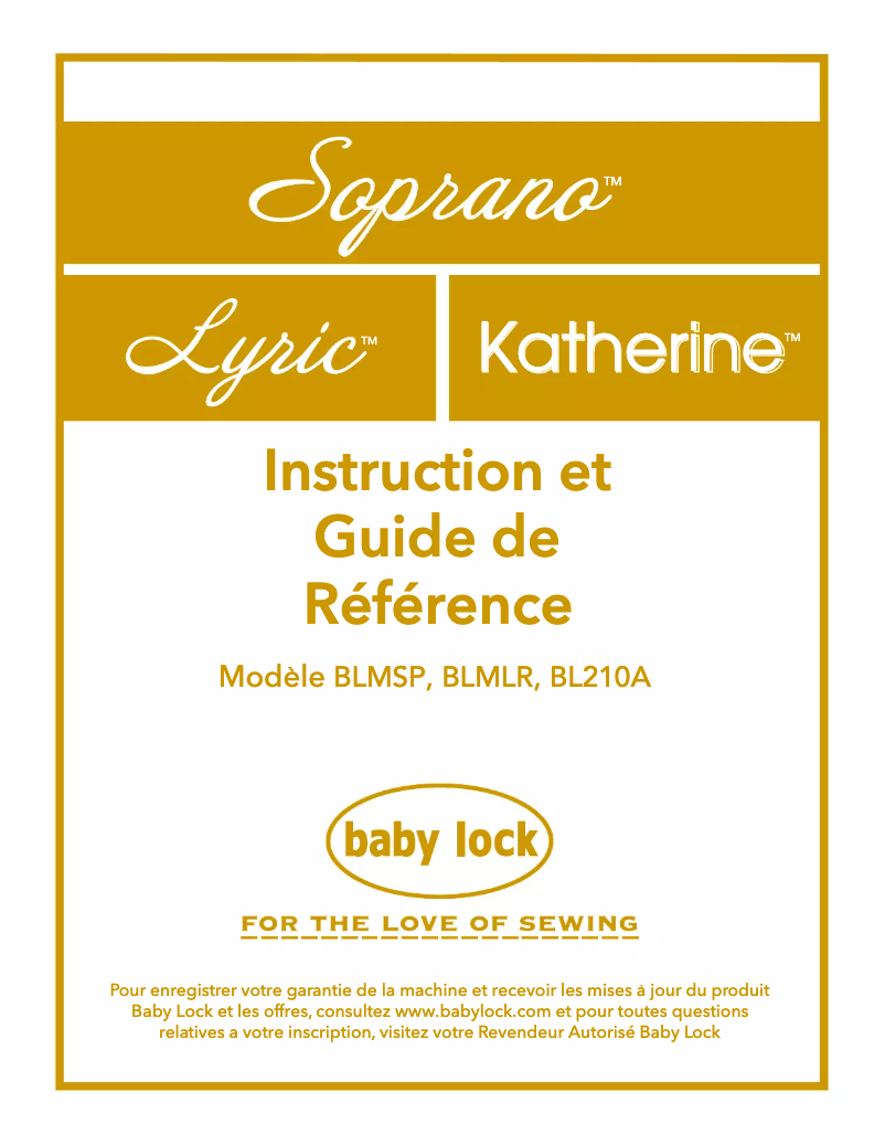 Page 1 of the manual User Manual Baby Lock Katherine BL210A