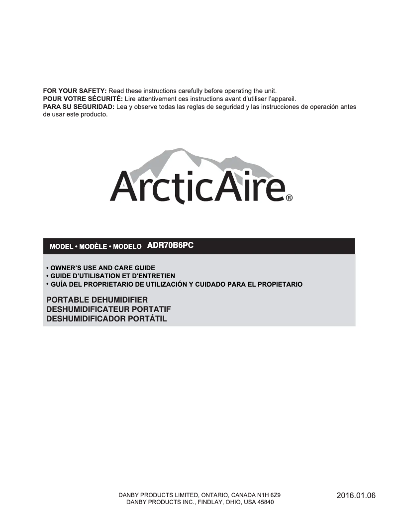 Page 1 of the manual User Manual Danby ADR70B6PC